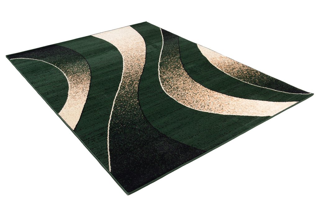 Tapis Dream Moderne Vert Foncé Beige Vagues