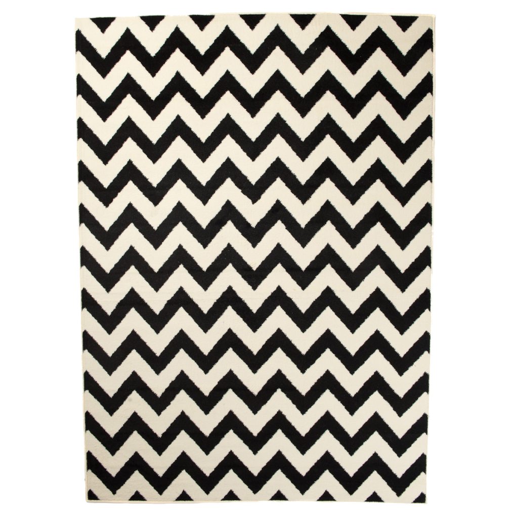 Tapis Dream Noir Crème Géométrique Zigzag