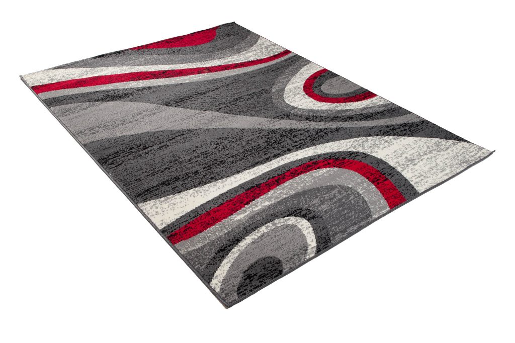 Tapis Dream Moderne Gris Foncé Rouge Vagues