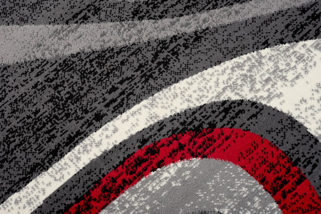Tapis Dream Moderne Gris Foncé Rouge Vagues