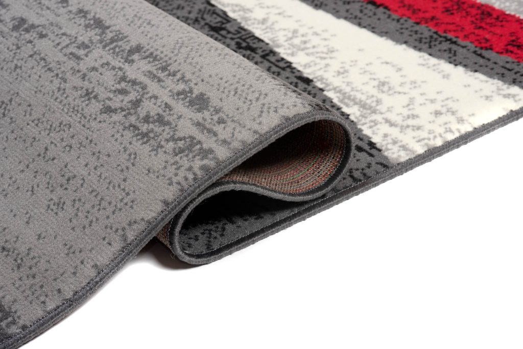 Tapis Dream Moderne Gris Foncé Rouge Vagues