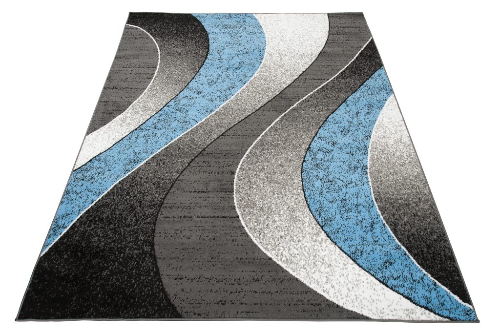 Tapis Dream Moderne Gris Bleu Vagues