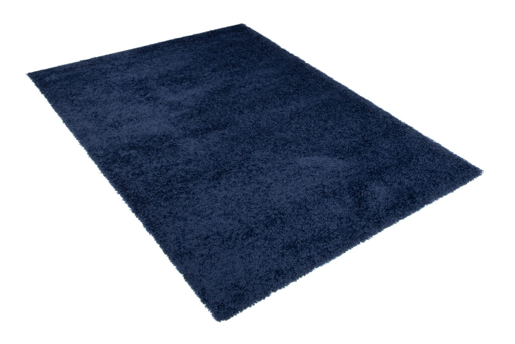 Tapis Essence Shaggy Poil Long Motif Uni Bleu Marine