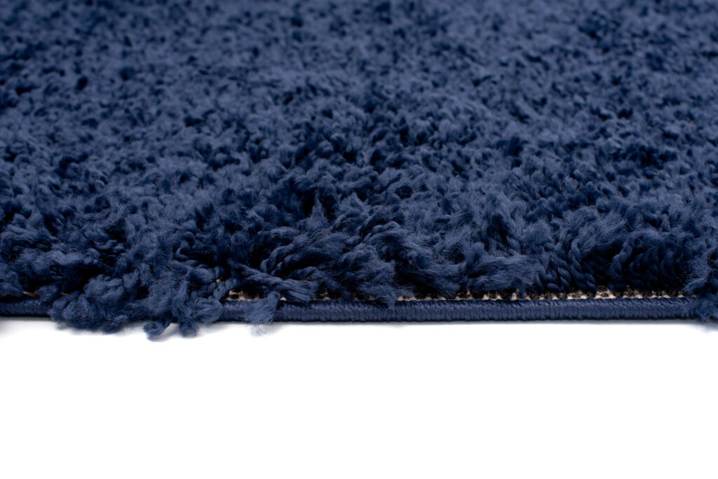 Tapis Essence Shaggy Poil Long Motif Uni Bleu Marine