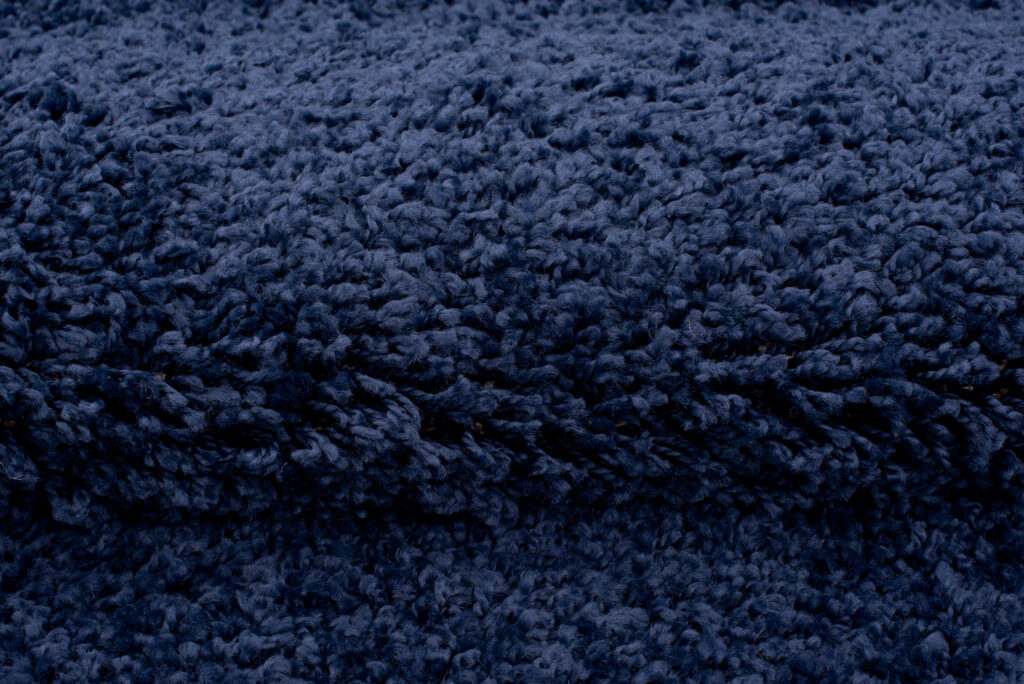Tapis Essence Shaggy Poil Long Motif Uni Bleu Marine