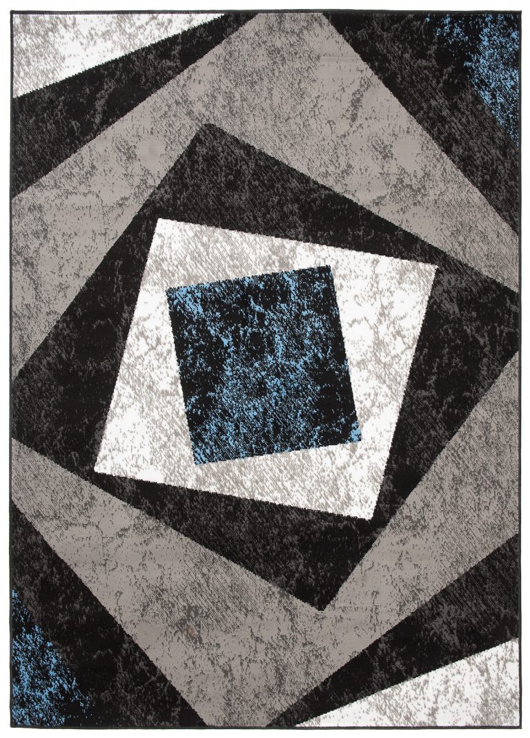 Tapis Dream Géométrique Gris Bleu Carreaux
