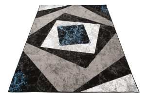 Tapis Dream Géométrique Gris Bleu Carreaux