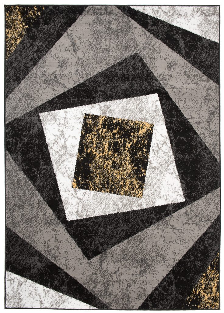 Tapis Dream Géométrique Gris Jaune Carreaux