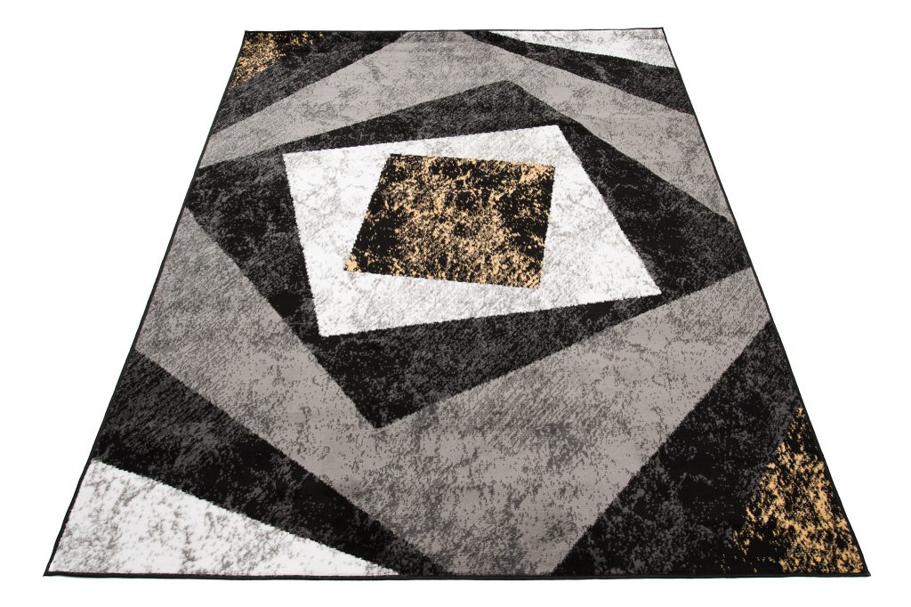 Tapis Dream Géométrique Gris Jaune Carreaux