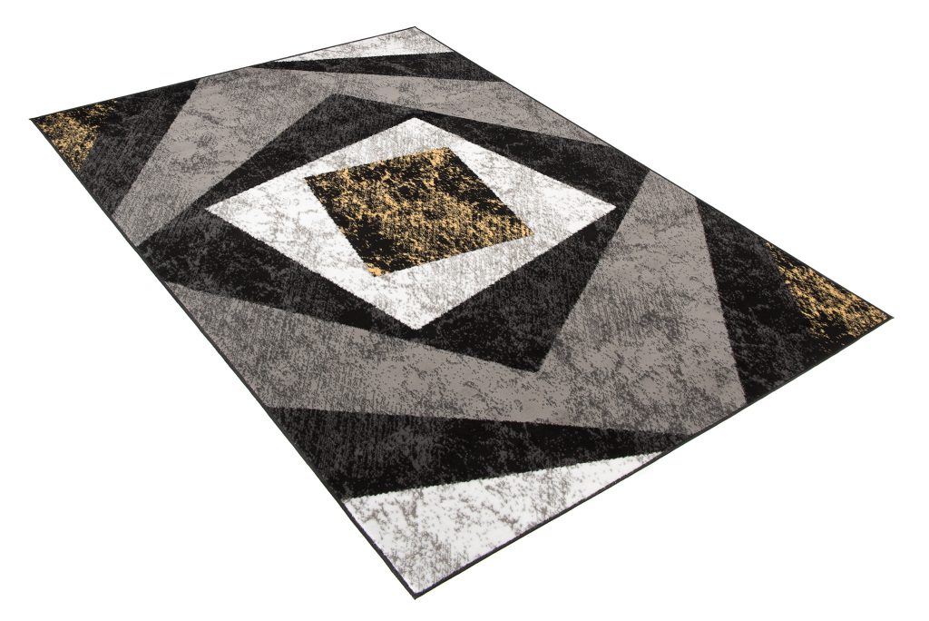 Tapis Dream Géométrique Gris Jaune Carreaux