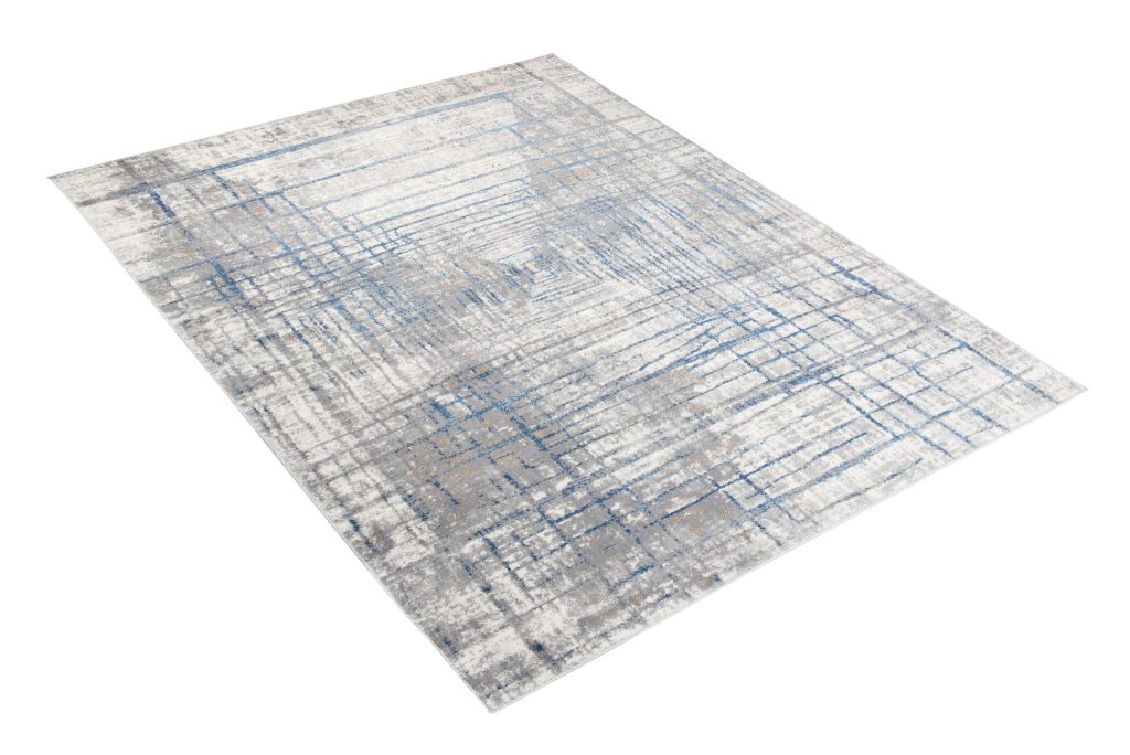 Tapis Valley Gris Bleu Abstrait Lignes
