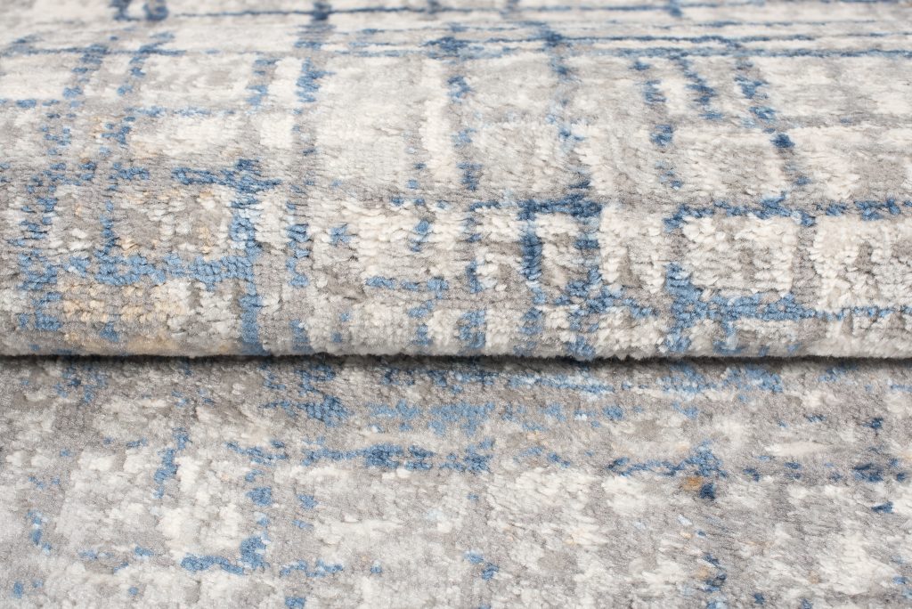 Tapis Valley Gris Bleu Abstrait Lignes