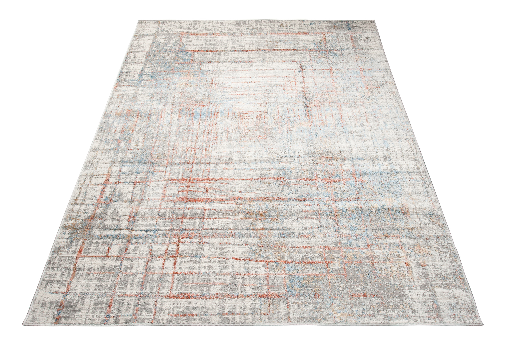 Tapis Valley Gris Saumon Abstrait Lignes