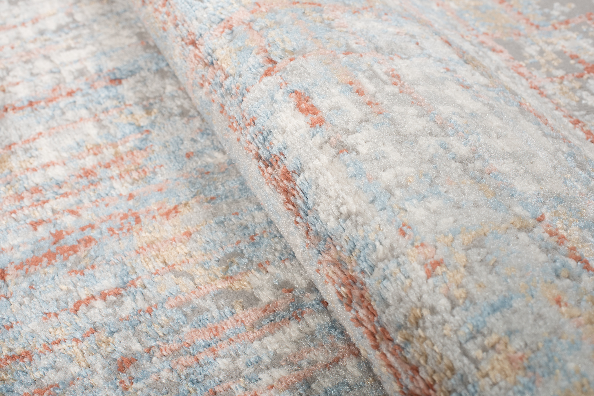 Tapis Valley Gris Saumon Abstrait Lignes