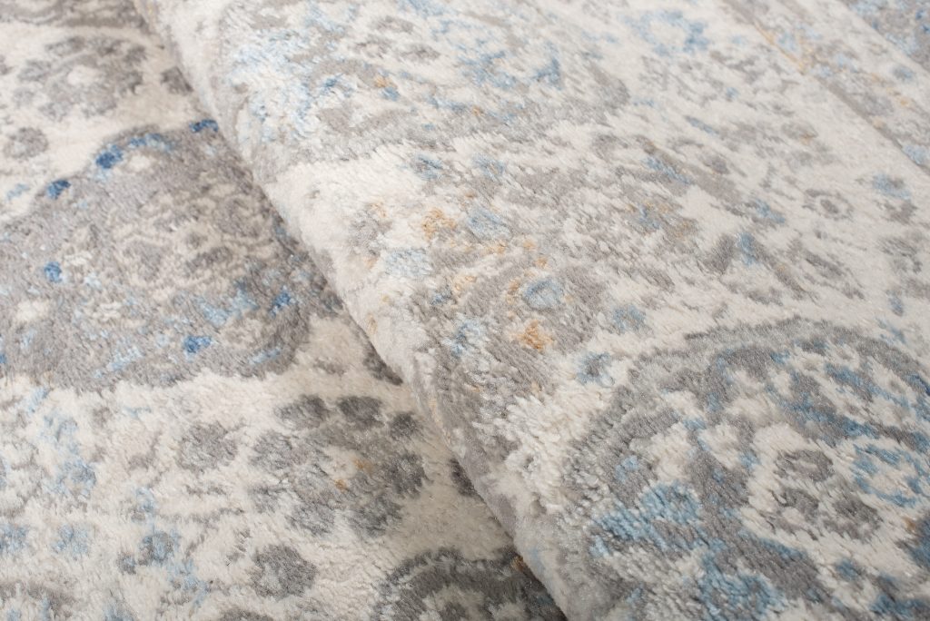 Tapis Valley Gris Bleu Vintage Bordure