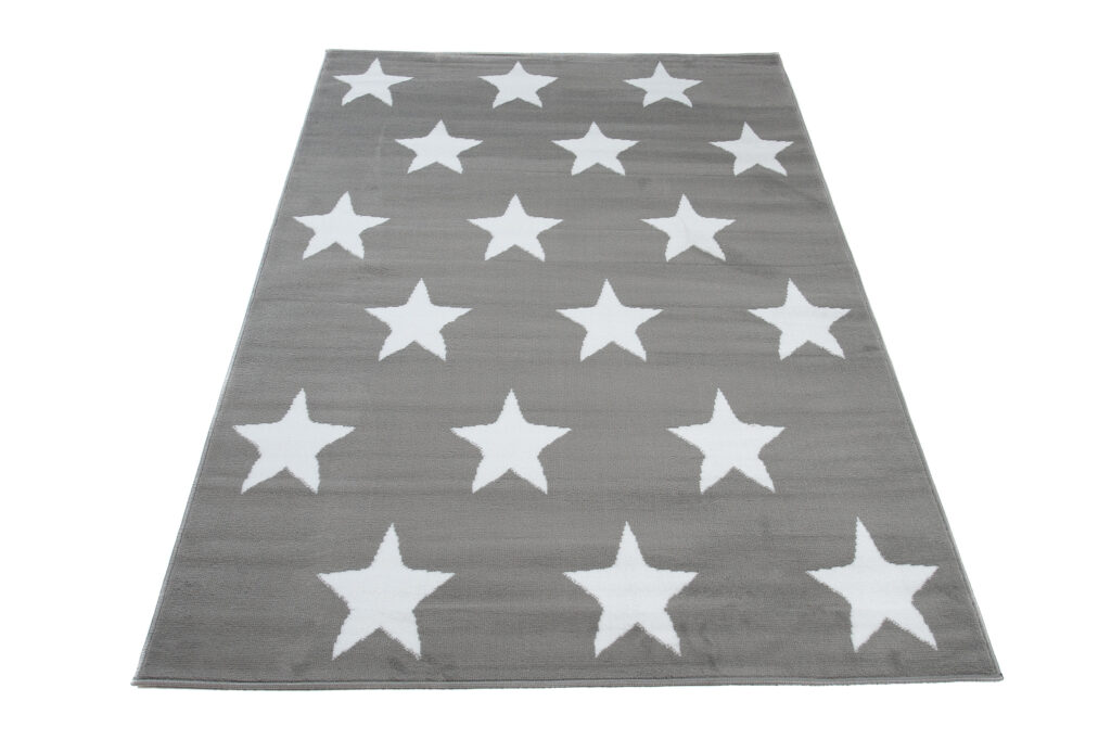Tapis Luxury Gris Blanc Étoiles Enfants