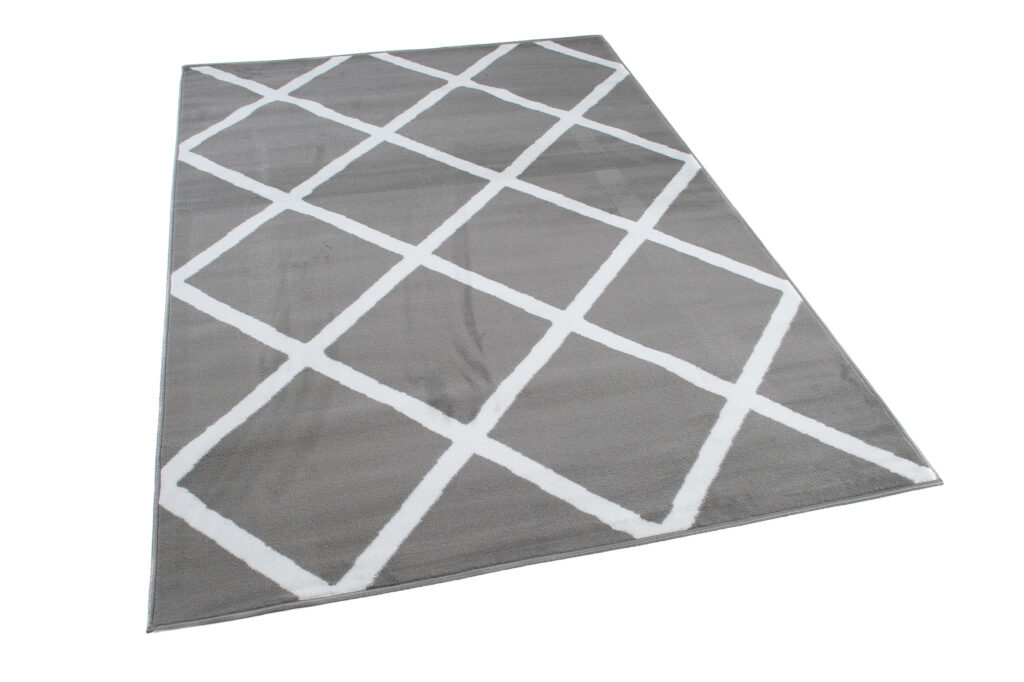 Tapis Luxury Gris Clair Blanc Géométrique Carreaux