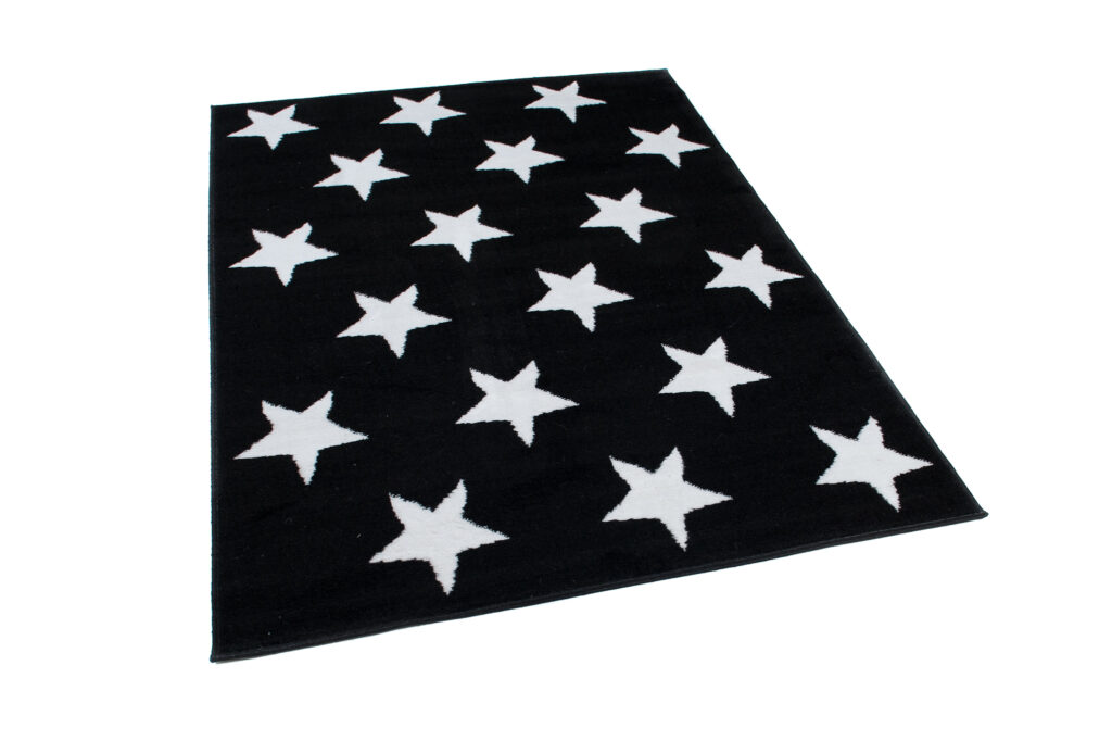 Tapis Luxury Noir Blanc Étoiles Enfants