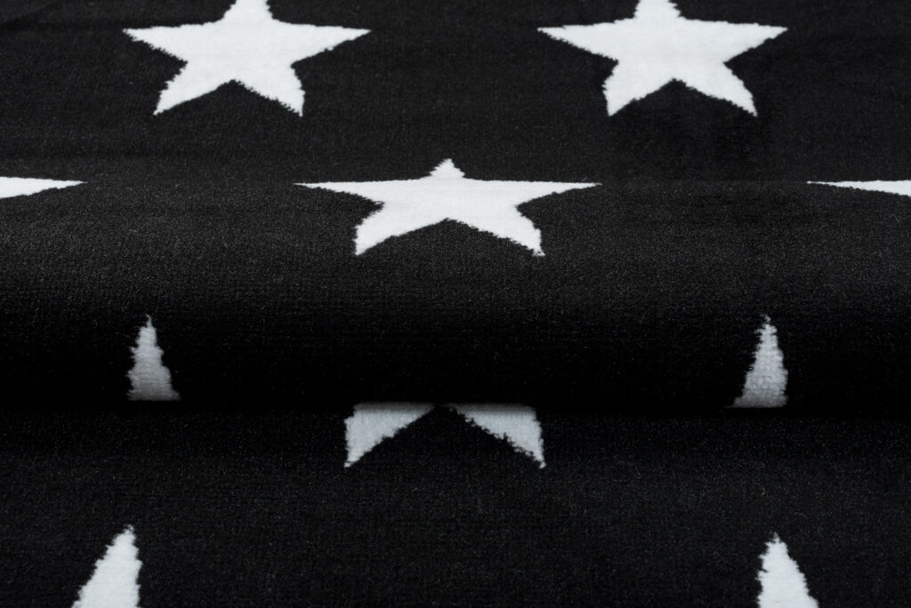 Tapis Luxury Noir Blanc Étoiles Enfants
