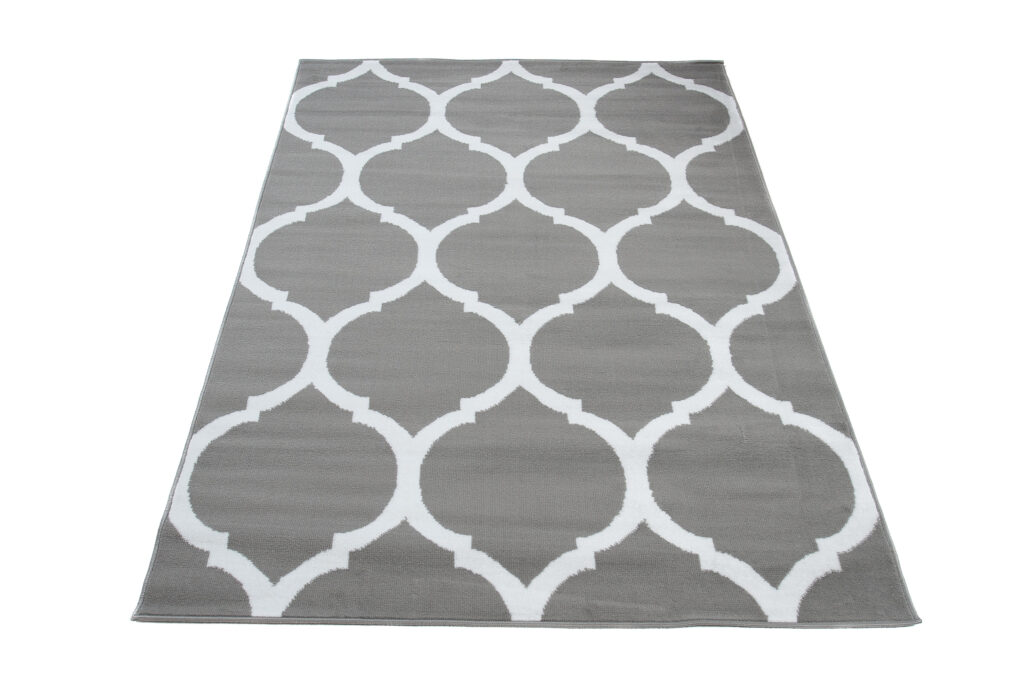 Tapis Luxury Gris Blanc Marocain Treillis