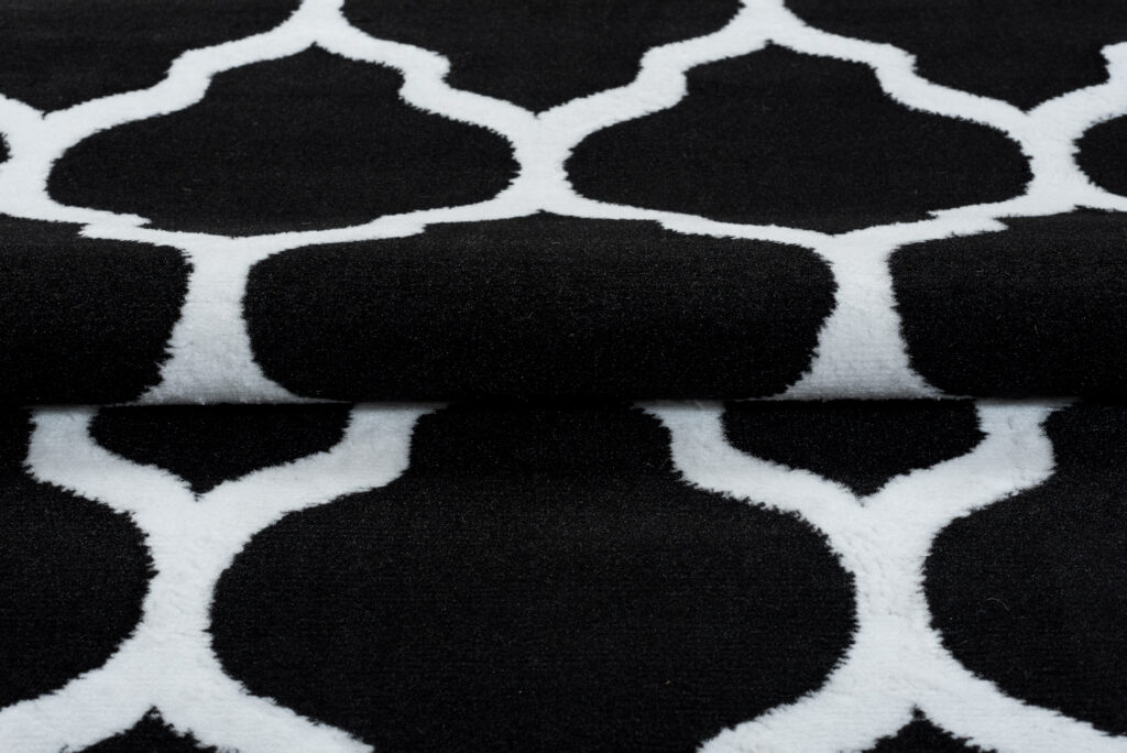 Tapis Luxury Noir Blanc Géométrique Treillis