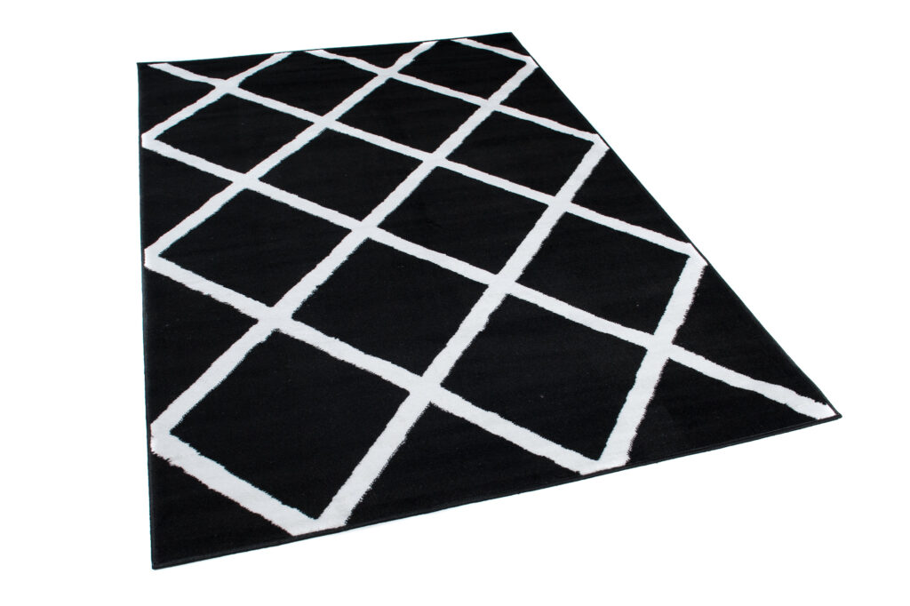 Tapis Luxury Noir Blanc Géométrique Carreaux