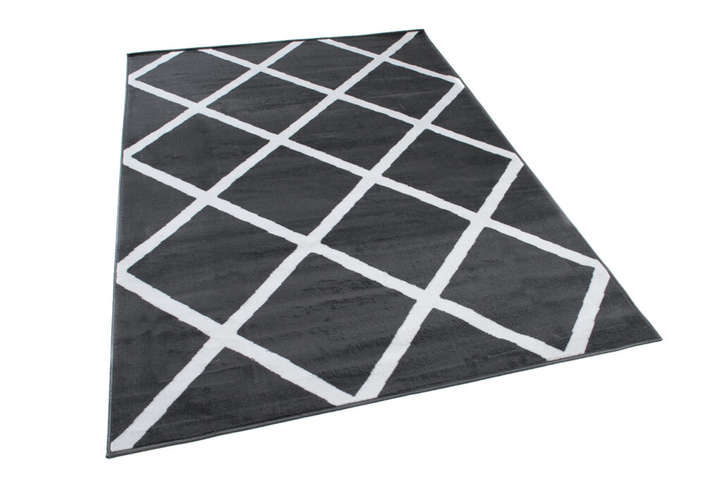 Tapis Luxury Gris Foncé Blanc Géométrique Carreaux