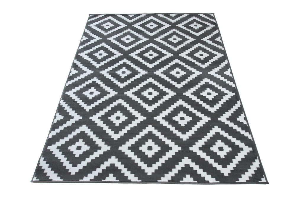 Tapis Luxury Gris Blanc Géométrique Losange