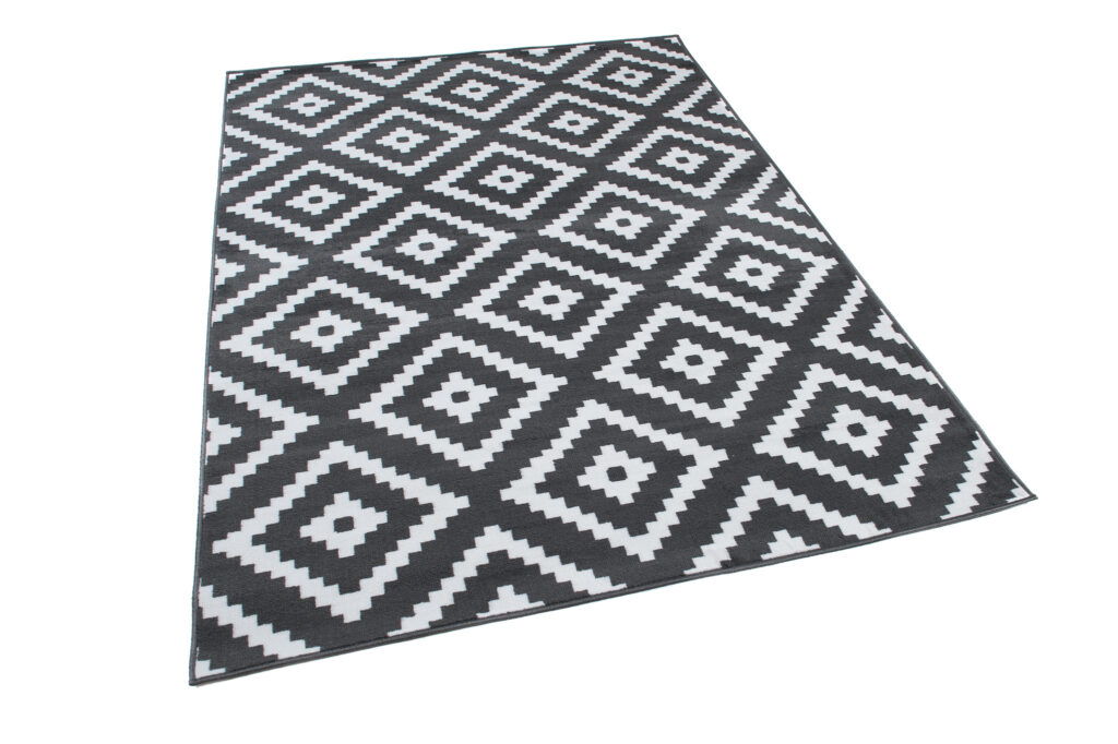 Tapis Luxury Gris Blanc Géométrique Losange