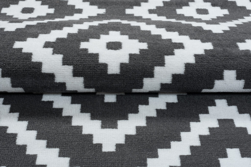 Tapis Luxury Gris Blanc Géométrique Losange