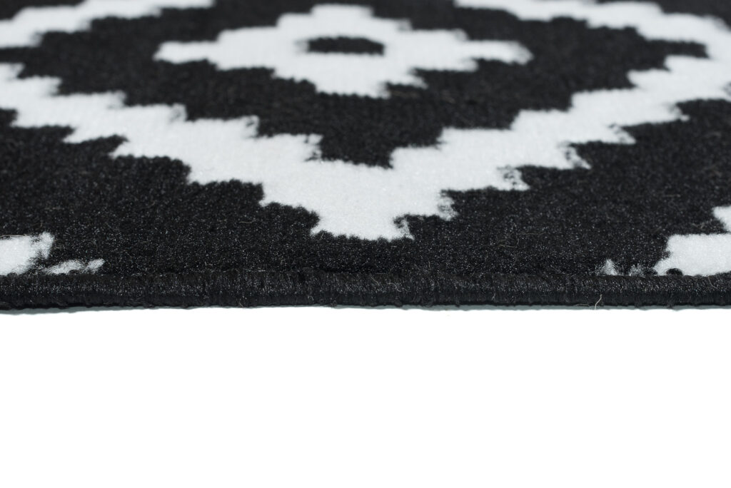 Tapis Luxury Noir Blanc Géométrique Losange