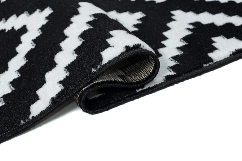 Tapis Luxury Noir Blanc Géométrique Losange