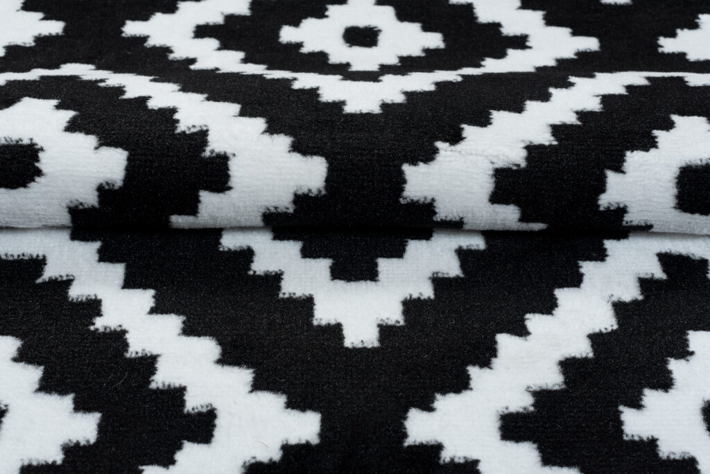 Tapis Luxury Noir Blanc Géométrique Losange