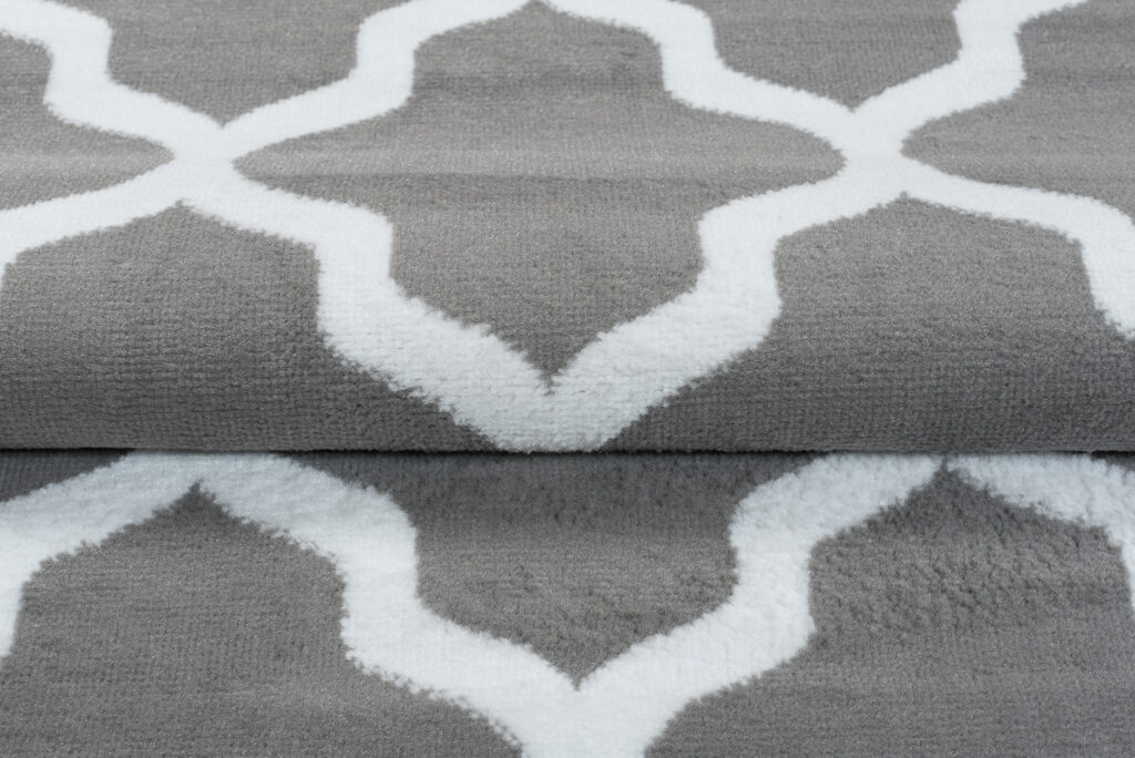 Tapis Luxury Gris Clair Blanc Géométrique Treillis