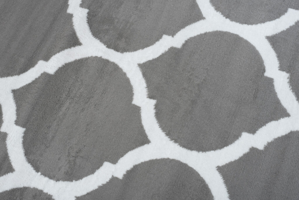 Tapis Luxury Gris Blanc Marocain Treillis Bordé