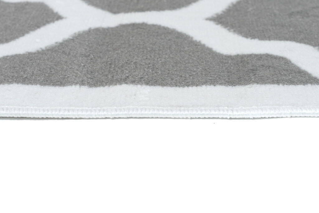 Tapis Luxury Gris Blanc Géométrique Treillis Bordé
