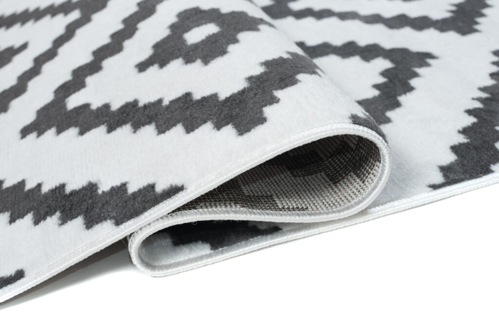 Tapis Luxury Blanc Gris Géométrique Losange