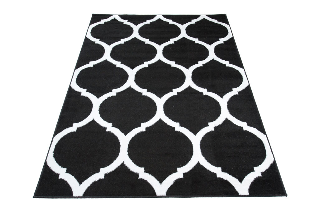 Tapis Luxury Noir Blanc Marocain Treillis