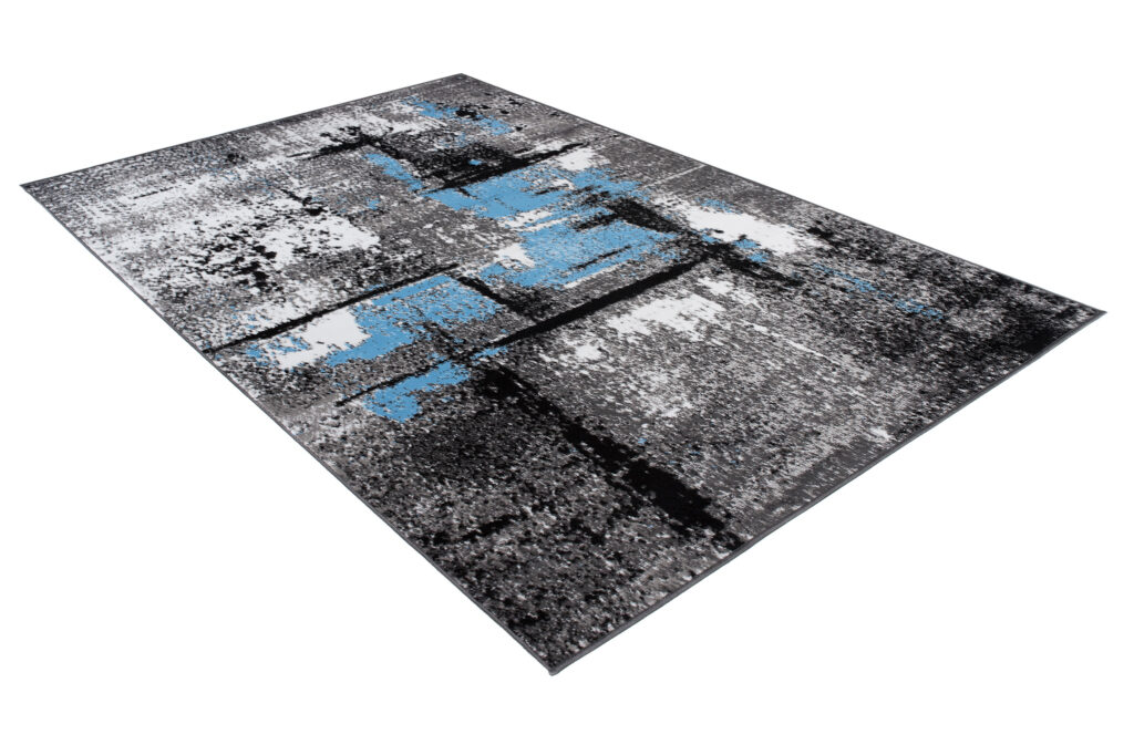 Tapis Maya Gris Bleu Rayures
