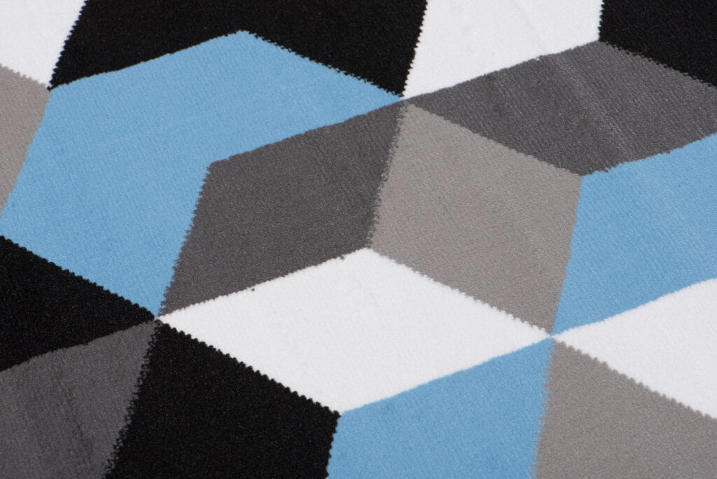 Tapis Maya Gris Bleu Cubes
