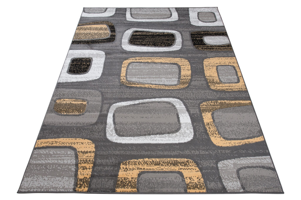 Tapis Maya Jaune Gris Géométrique