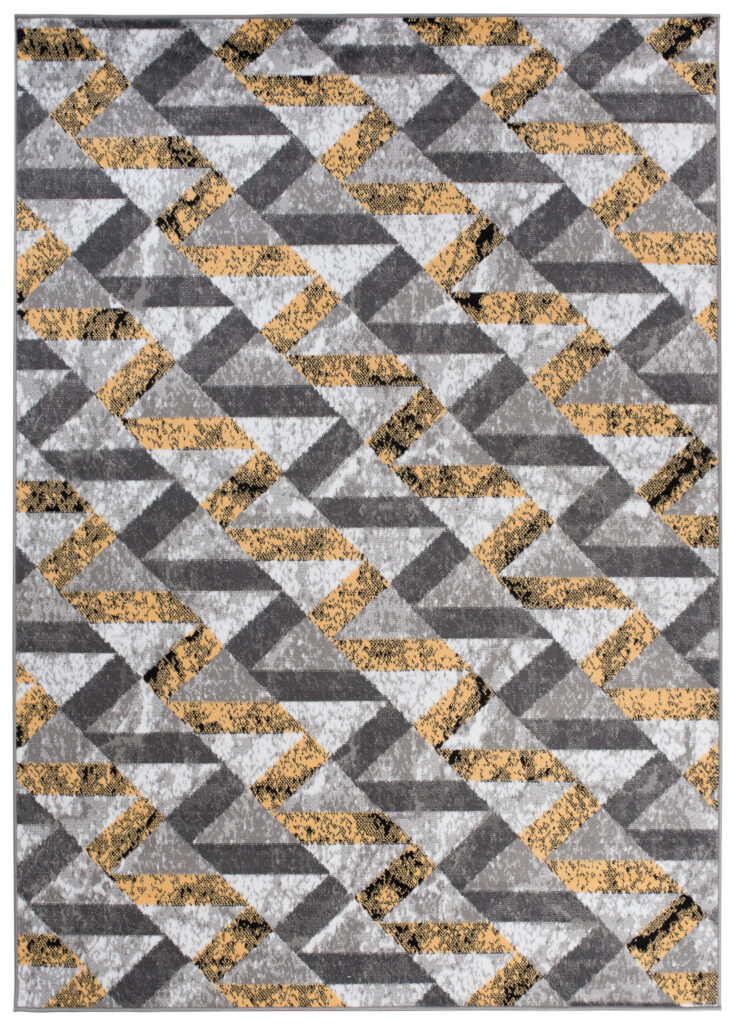 Tapis Maya Gris Jaune Abstrait Zigzags