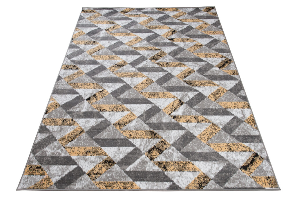 Tapis Maya Gris Jaune Abstrait Zigzags