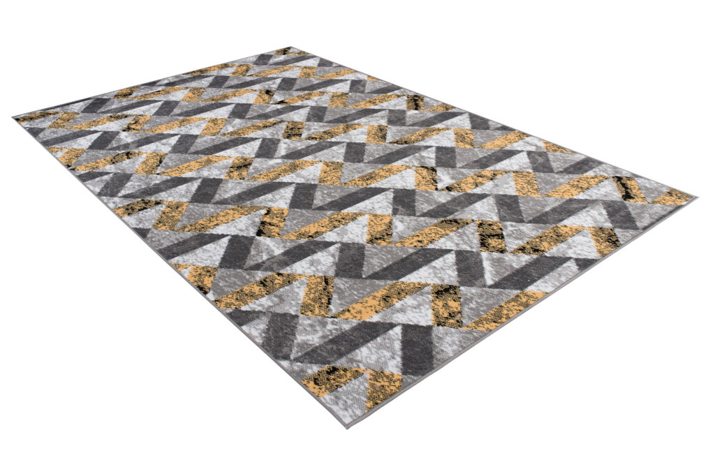 Tapis Maya Gris Jaune Abstrait Zigzags