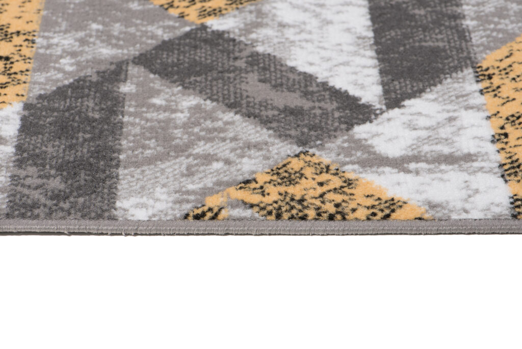 Tapis Maya Gris Jaune Abstrait Zigzags