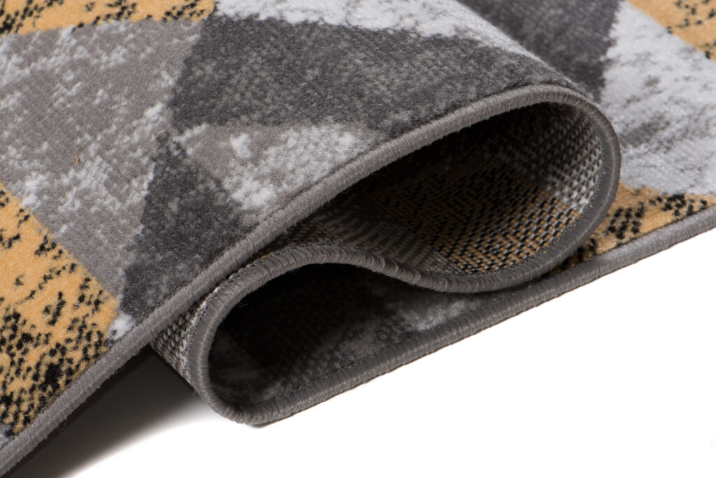 Tapis Maya Gris Jaune Abstrait Zigzags