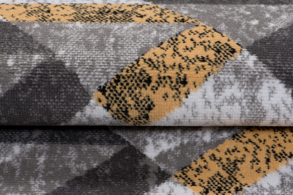Tapis Maya Gris Jaune Abstrait Zigzags