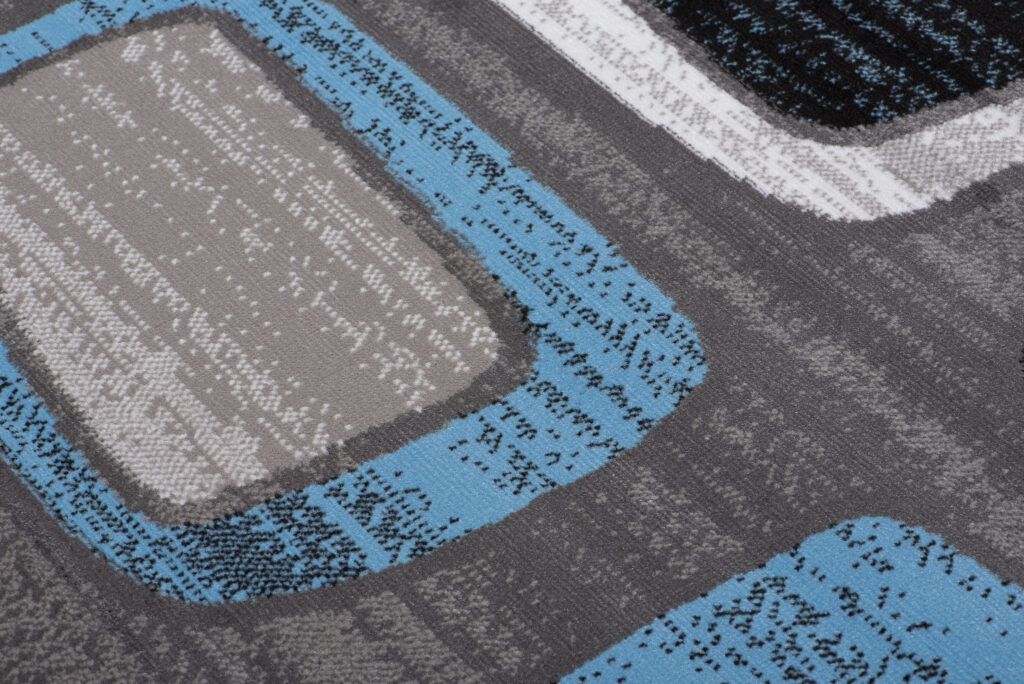 Tapis Maya Bleu Gris Géométrique