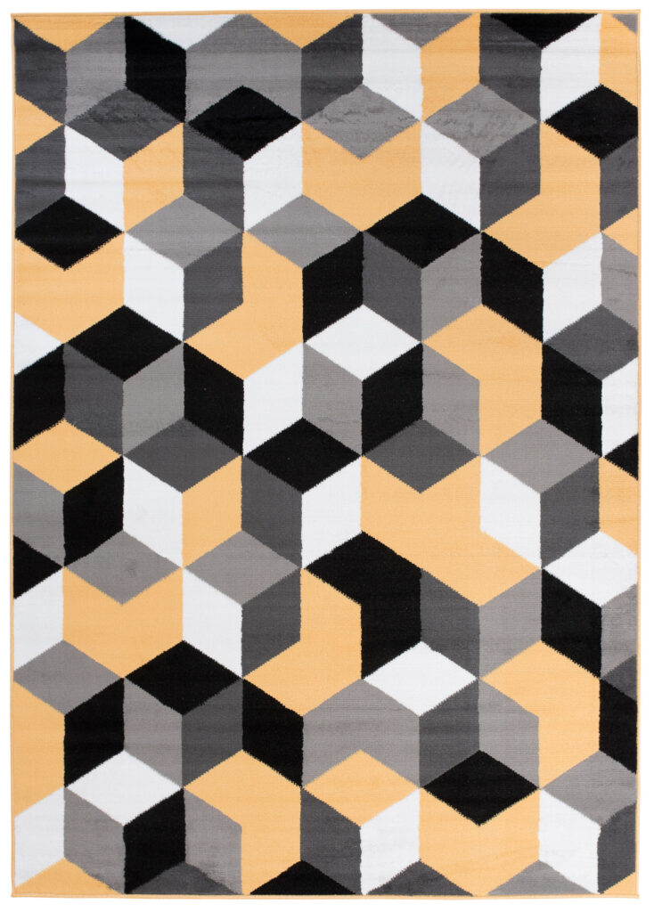 Tapis Maya Gris Jaune Cubes