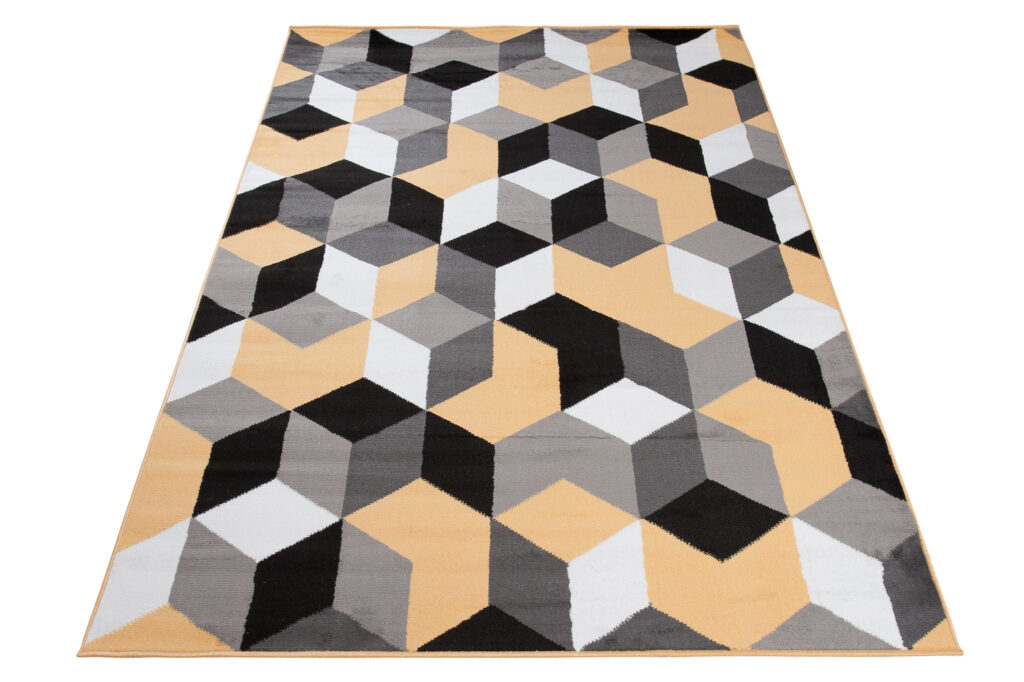 Tapis Maya Gris Jaune Cubes